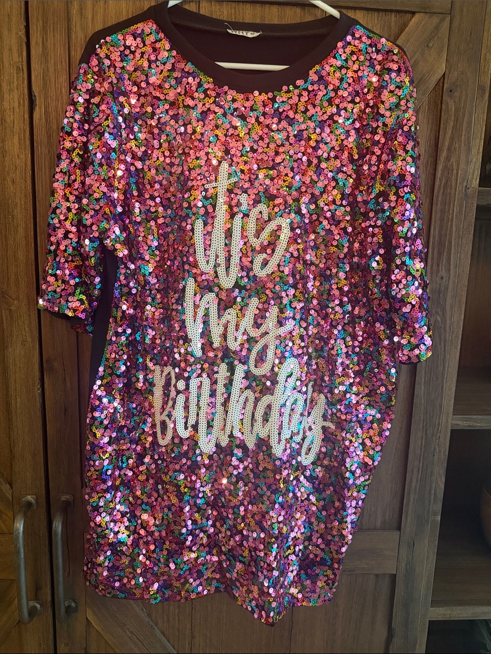Sequin 'It's My Birthday' Shirt Dress - Multicolor